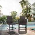 GoDecor 2-Piece Outdoor Patio Brown Wicker Bar Stools Capacity 330LBS