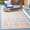 Safavieh Summer Donella Outdoor Boho Distressed Area Rug Ivory/Red 5 3 x 7 6