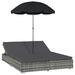 vidaXL Patio Lounge Bed Outdoor Sun Lounger Chair with Umbrella Poly Rattan