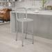 BizChair Commercial Grade 30 High Silver Metal Indoor-Outdoor Barstool with Vertical Slat Back