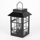 LuxenHome Starry Night Solar Black Plastic Lantern