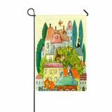 ABPHQTO Illustration Cats Roof Home Outdoor Garden Flag House Banner Size 12x18 Inch