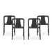 Noble House Orchid Stacking Plastic Patio Dining Side Chair in Black (Set of 4)
