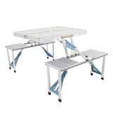 SalonMore Portable Folding Picnic Table with 4-Person Chair Seats Foldable Table Aluminum Alloy