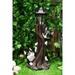 Black Kitten Cats by Garden Tree Outpost Statue With Solar LED Lantern Light