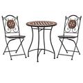 vidaXL Patio Bistro Set 3 Piece Patio Round Table Set Ceramic Tile Terracotta