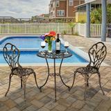 Topcobe 3-Piece Outdoor Bistro Set Dining Table Set of Table and Chairs with Ice Bucket European Style Cast Aluminum Outdoor Patio Furniture Bronze