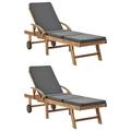 vidaXL Patio Lounge Chair Sunlounger Deckchair with Cushion Solid Teak Wood