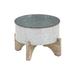 Decmode Set of 3 Farmhouse Round Iron Planters With Wooden Stands Gray