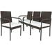 Patiojoy 4-Piece Outdoor Rattan Wicker Dining Chairs with Armrests & Soft Cushions