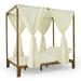 Muntz Acacia Wood Outdoor 2 Seater Adjustable Daybed with Curtains Teak and Cream