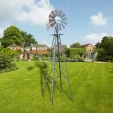 Zimtown 8FT Windmill Ornamental Metal Wind Mill Weather Vane Weather Resistant for Home Garden Yard