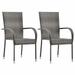 Lixada Stackable Outdoor Chairs 2 pcs Gray Poly Rattan