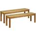 Gymax Set of 2 Acacia Wood Bench Dining Bench Patio Garden w/ Slatted Seat Teak