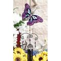 Ebros Stained Glass Purple Butterfly with Gems and Copper Wind Chime 34 Long