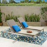 Cherie Outdoor Chaise Lounge with Cushion (Set of 2) Khaki and Gray