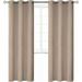 2-panels K68 taupe color 100 % blackout thermal light blocking drapes for sliding patio window curtain top grommets noise reducing 37 wide X 84 length each panel