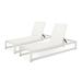 GDF Studio Camdyn Outdoor Mesh and Aluminum Armless Adjustable Chaise Lounges Set of 2 White