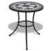 Anself Table Indoor Outdoor Round Ceramic Tabletop Coffee Table atio Tea Table Home Kitchen Garden Balcony Furniture Decor Black and White 23.6 x 27.6 Inches (Diam. x H)