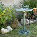 Alpine Corporation Plastic Bird Bath Feeder for Yard and Garden Green