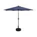 9 ft Patio Solar LED Market Umbrella With Black Round Free Standing Base Navy Blue