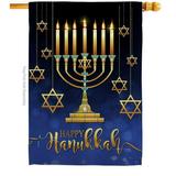 Breeze Decor H114227-BO Happy Hanukkah House Flag Winter 28 x 40 in. Double-Sided Decorative Vertical Flags for Decoration Banner Garden Yard Gift