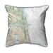 Betsy Drake Jacksonville - FL Nautical Map Small Corded Indoor & Outdoor Pillow - 12 x 12 in.