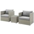 Modern Contemporary Urban Design Outdoor Patio Balcony Garden Furniture Lounge Sectional Sofa Set Sunbrella Rattan Wicker Grey Gray