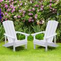 Superjoe HIPS Adirondack Chairs Set of 2 Weather Resistant Plastic Fire Pit Chairs for Patio Deck White