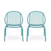 Noble House Boston Outdoor Modern Iron Club Chair in Matte Teal (Set of 2)