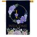 Breeze Decor H130246-BO 28 x 40 in. Welcome L Initial House Flag with Spring Floral Double-Sided Decorative Vertical Flags Decoration Banner Garden Yard Gift