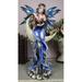 Fairy With Book Lantern And Owl On Crescent Moon Clouds and Stars Statue 14 H