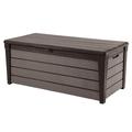 Keter Brushwood 120 Gallon Resin Outdoor Deck Box for Yard Tools Brown