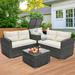 4 Piece Wicker Patio Sofa Set PE Rattan Outdoor Sectional Sofa Set with Loveseat Coffee Table and Storage Box Outdoor Furniture Patio Conversation Sets for Garden Deck Porch Backyard JA2624
