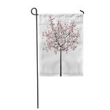 LADDKE Full Bloom Pink Sakura Tree Arch Cherry Blossom Black Wood Garden Flag Decorative Flag House Banner 12x18 inch