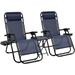 Vineego 3 Pieces Zero Gravity Chair Patio Foldable Chaise Lounge Chairs 2 Beach Chairs and Table with Cup Holders Blue