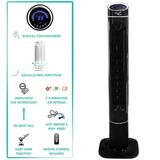 Vie Air 50 Luxury Digital 3 Speed High Velocity Tower Fan with Fresh Air Ionizer and Remote Control in Sleek Black
