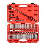 TEKTON 3/8 Inch Drive 6-Point Socket & Ratchet Set 74-Piece (1/4-1 in. 6-24 mm) SKT15311