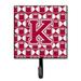 Carolines Treasures CJ1065-KSH4 Letter K Football Crimson grey and white Leash or Key Holder 7Hx4.25W multicolor
