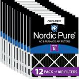 Nordic Pure 8x20x1 Pure Carbon Pleated Odor Reduction Furnace Filters 12 Pack