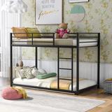 AOOLIVE Twin over Twin Metal Bunk Bed, Low Bunk Bed with Ladder, Black