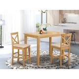 East West Furniture 3 Piece Kitchen Dining Table Set Contains a Rectangle Table and 2 Dining Chairs, Oak(Seat Options)