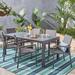 Luton Outdoor Aluminum 7 Piece Dining Set with Glass Table Top by Christopher Knight Home