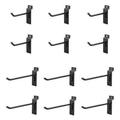 Jifram Extrusions Inc. Easy Living Easy Wall Bag of Six 4 in. & Six 6 in. 45 Degree Black Metal Slatwall Hooks with Stabalizer & Double Hook Clips