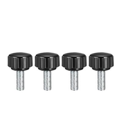M5x15mm Male Thread Knurled Clamping Knobs Grip Thumb Screw on 4Pcs - Black,Silver Tone
