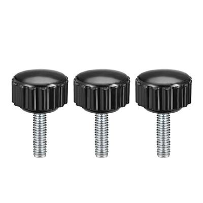 M4x16mm Male Thread Knurled Clamping Knobs Grip Thumb Screw on 3Pcs - Black,Silver Tone