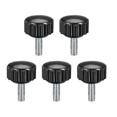 M4x10mm Male Thread Knurled Clamping Knobs Grip Thumb Screw on 5Pcs - Black,Silver Tone