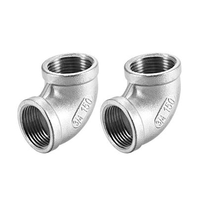 Stainless Steel 304 Pipe Fitting Elbow 3/4BSPT Female x 3/4BSPT Female 2pcs - Silver Tone