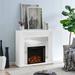 Sei Belranton Contemporary style Mirrored Electric Fireplace in White W/ mirror finish