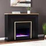 SEI Furniture Cardalia Freestanding Industrial Style Color Changing Electric Fireplace in Black and Natural Finish